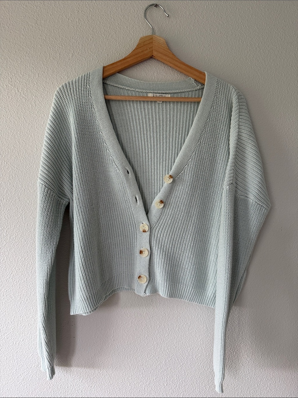 Z Supply Green Button-Front Knit Cardigan